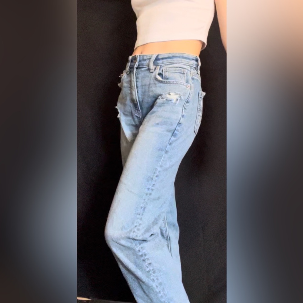 american eagle high rise 00 mom jeans medium wash